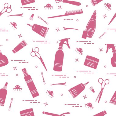 Profesyonel kuaför araçları ile Seamless modeli. Moda bir