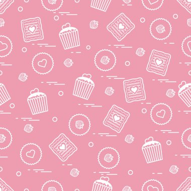 Şirin seamless modeli farklı romantik tatlılar. Aşk conce