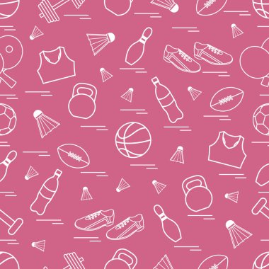 Spor konulu seamless modeli. Vektör çizim spor