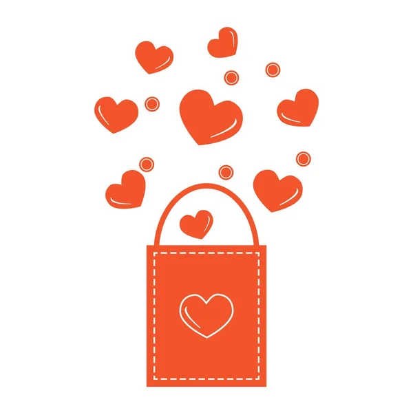 Мила векторна ілюстрація подарункової сумки з сердечками. Дизайн для заборони — стоковий вектор
