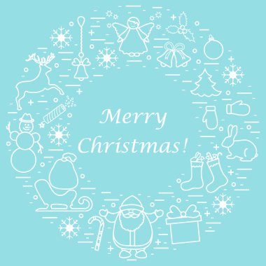 Farklı yeni yıl ve Noel simgeler vektör çizim 