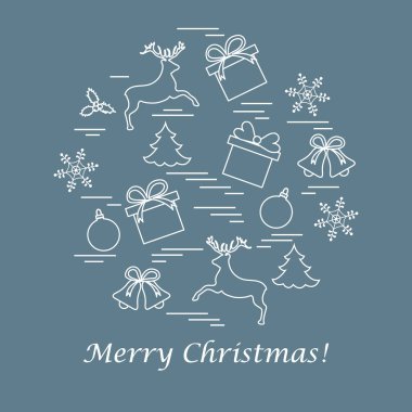 Farklı yeni yıl ve Noel simgeler vektör çizim 