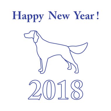 Setter siluet ve yazıt mutlu yeni yıl.