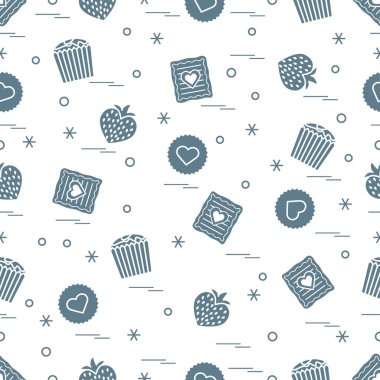 Şirin seamless modeli farklı romantik tatlılar. Aşk conce