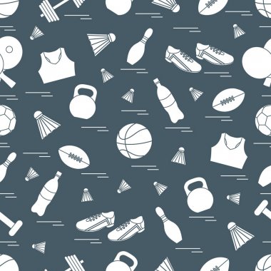 Spor konulu seamless modeli. Vektör çizim spor