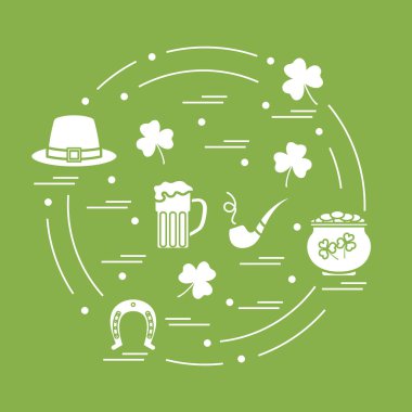 Cute vector illustration with different symbols for St. Patrick'