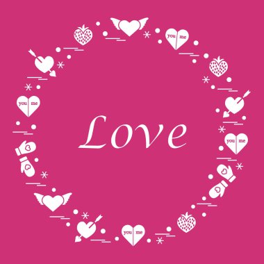 Sevimli vektör çizim ile farklı romantik sembolleri düzenlemek