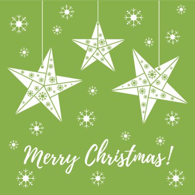 Vektör çizim kar taneleri ve üç yıldız origami ile kat