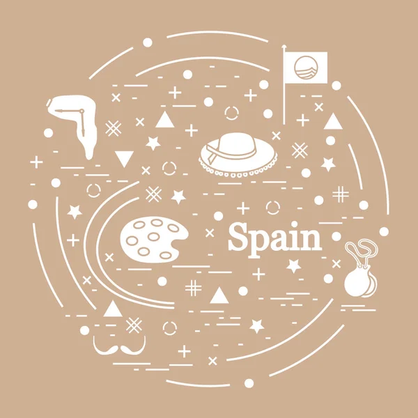 Vector afbeelding met verschillende symbolen van Spanje geregeld een — Stockvector
