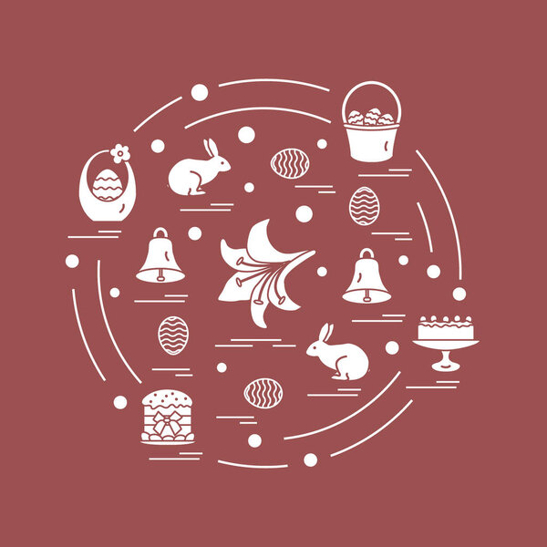 Симпатичная векторная иллюстрация с различными символами для пасхального аррана
