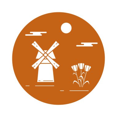 Semboller (Hollanda) ile illüstrasyon. Seyahat ve eğlence.