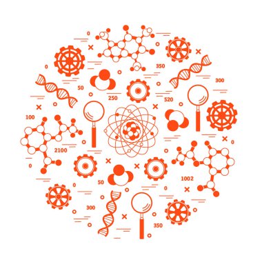 Stilize vektör simge çeşitli bilimsel, eğitim elemanları.