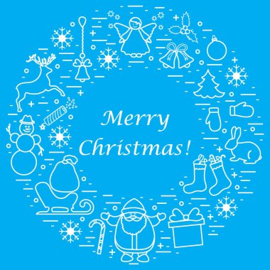 Farklı yeni yıl ve Noel simgeler vektör çizim 