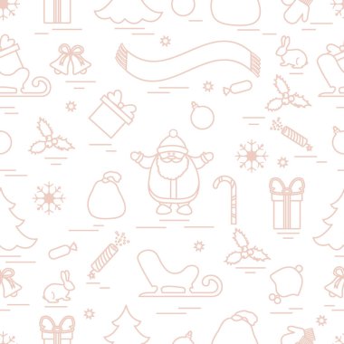 Kış çeşitli Noel elemanları ile seamless modeli: ağaç, 