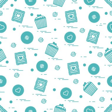 Şirin seamless modeli farklı romantik tatlılar. Aşk conce