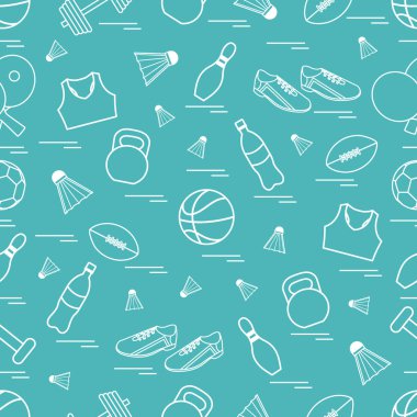 Spor konulu seamless modeli. Vektör çizim spor