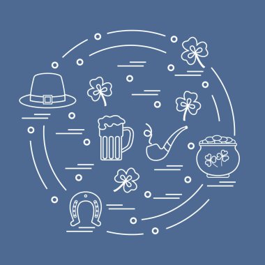 Cute vector illustration with different symbols for St. Patrick'