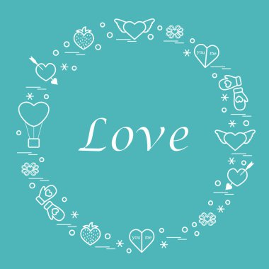 Sevimli vektör çizim ile farklı romantik sembolleri düzenlemek