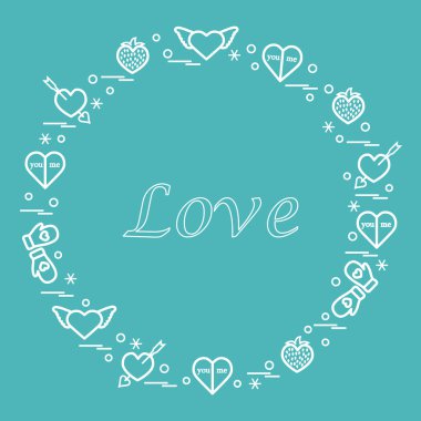 Sevimli vektör çizim ile farklı romantik sembolleri düzenlemek