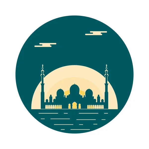 Emiratos Árabes Unidos. Silueta de la mezquita Sheikh Zayed. Abu Dhabi. . — Vector de stock