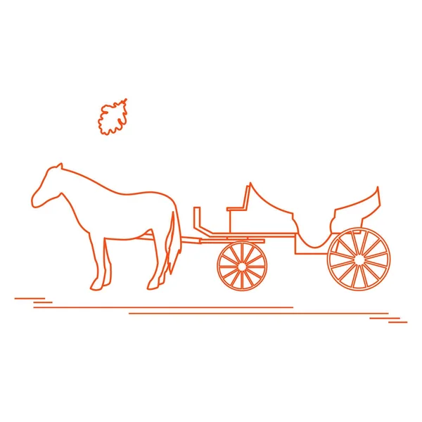 Ilustracja wektorowa z zaprzęgiem konnym i liść dębu. Trav — Wektor stockowy