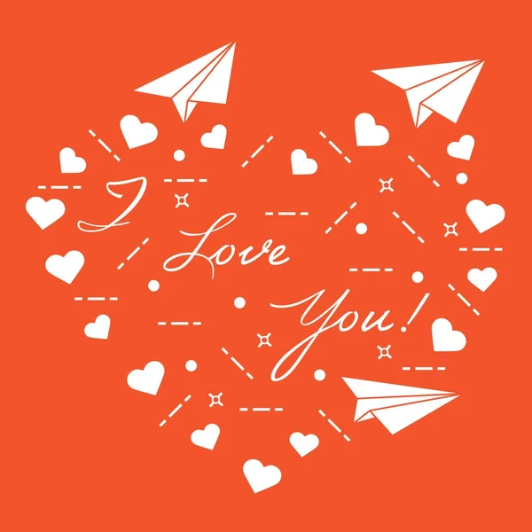 Паперовий літачок, серця. День Святого Валентина. — стоковий вектор