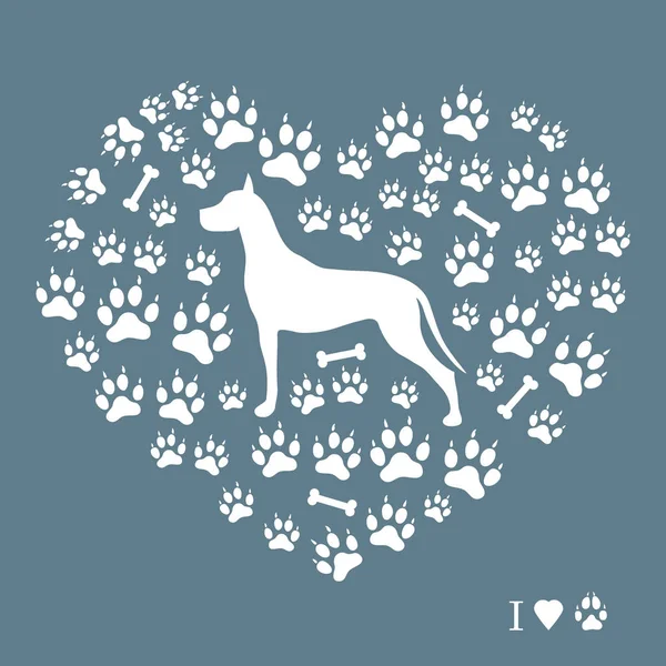 Ωραία εικόνα δανέζικος σιλουέτα με φόντο το σκυλί tra — Διανυσματικό Αρχείο