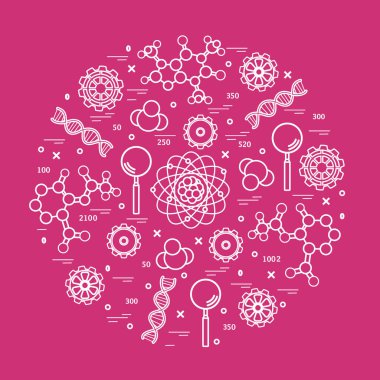 Stilize vektör simge çeşitli bilimsel, eğitim elemanları.