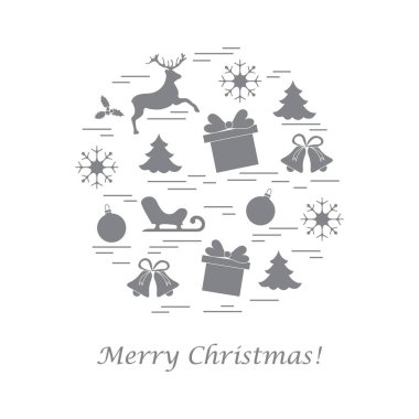 Farklı yeni yıl ve Noel simgeler vektör çizim.