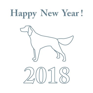 Setter siluet ve yazıt mutlu yeni yıl.