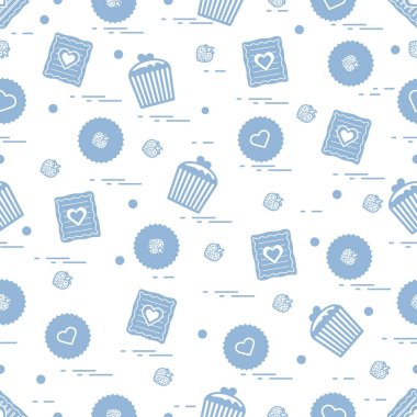 Şirin seamless modeli farklı romantik tatlılar. Aşk conce