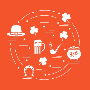 Cute vector illustration with different symbols for St. Patrick'