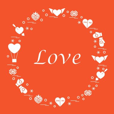 Sevimli vektör çizim ile farklı romantik sembolleri düzenlemek