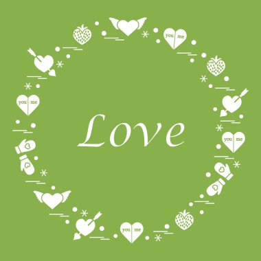 Sevimli vektör çizim ile farklı romantik sembolleri düzenlemek