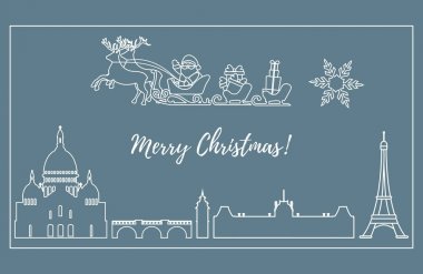 Noel Baba'ya kızak ile Paris'e uçan geyikler