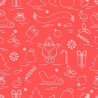 Kış çeşitli Noel elemanları ile seamless modeli: ağaç, 