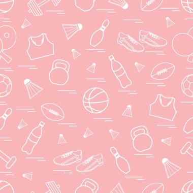 Spor konulu seamless modeli. Vektör çizim spor