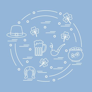Cute vector illustration with different symbols for St. Patrick'