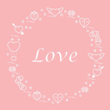 Sevimli vektör çizim ile farklı romantik sembolleri düzenlemek