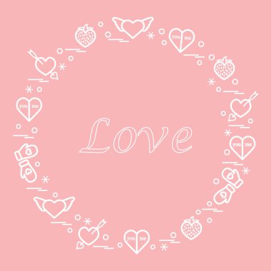 Sevimli vektör çizim ile farklı romantik sembolleri düzenlemek