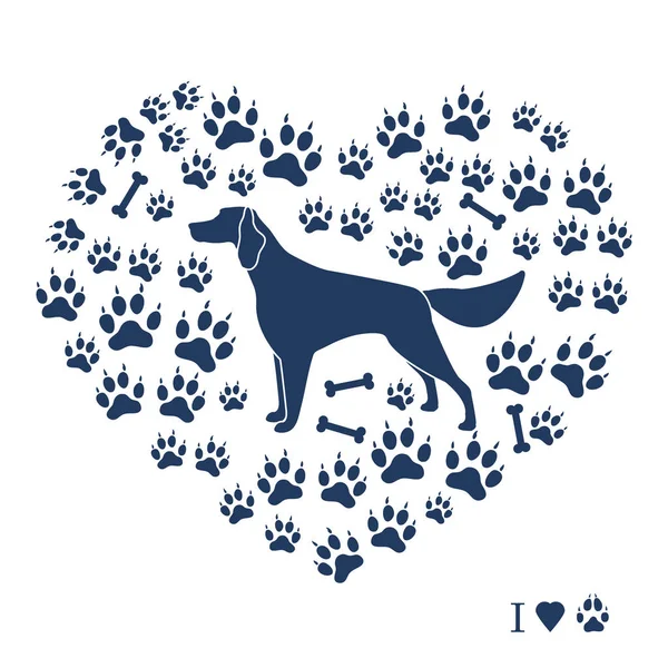 Setter siluet köpek parça ve f kemiklerde arka plan üzerinde