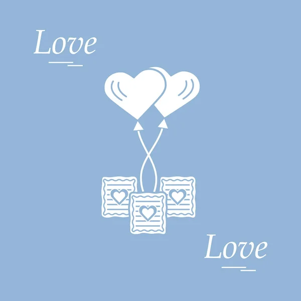 Niedliche Vektor-Illustration von Liebessymbolen: Herz-Luftballon-Symbol — Stockvektor