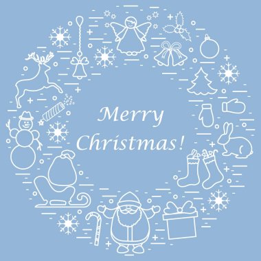 Farklı yeni yıl ve Noel simgeler vektör çizim 