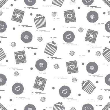 Şirin seamless modeli farklı romantik tatlılar. Aşk conce