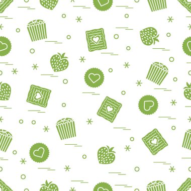 Şirin seamless modeli farklı romantik tatlılar. Aşk conce