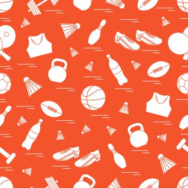 Spor konulu seamless modeli. Vektör çizim spor