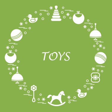 Vektör çizim çocuklar bir daire içinde düzenlenmiş elemanları: whirligi