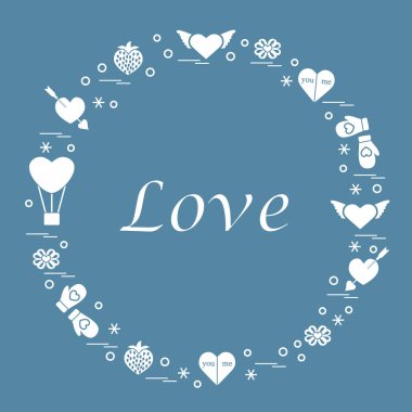 Sevimli vektör çizim ile farklı romantik sembolleri düzenlemek