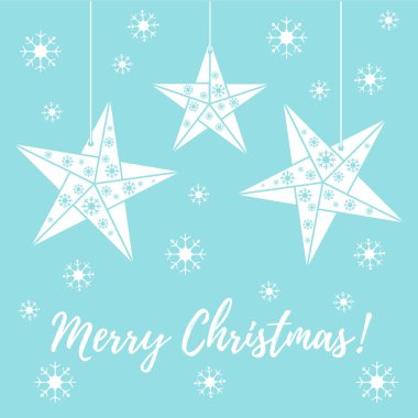 Vektör çizim kar taneleri ve üç yıldız origami ile kat