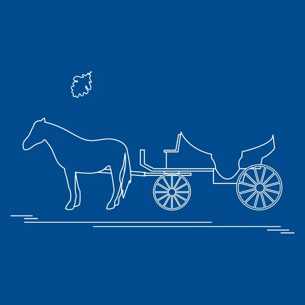 Ilustración vectorial con carro tirado por caballos y hoja de roble. Trav. — Archivo Imágenes Vectoriales